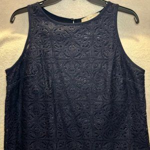 Loft Navy Blue Lace Lined Sleeveless top - Like New - Size M